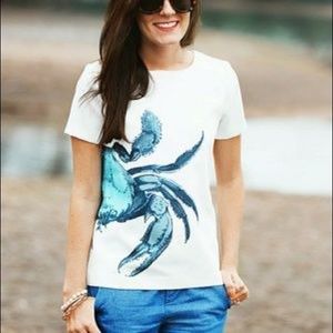 J.Crew bright blue crab top